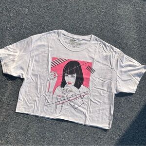 Pulp Fiction Cropped Graphic T-Shirt EUC Medium Uma Thurman